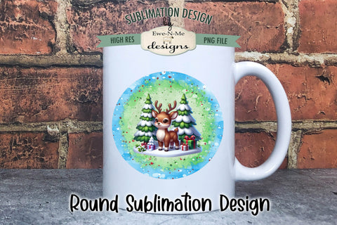 Cute Christmas Reindeer Wind Spinner Sublimation Design Sublimation Ewe-N-Me Designs 