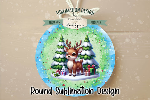 Cute Christmas Reindeer Wind Spinner Sublimation Design Sublimation Ewe-N-Me Designs 