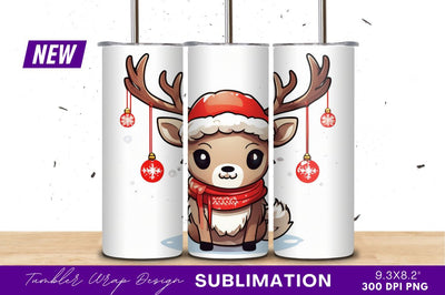 Cute Christmas Reindeer With Ornaments Illustration Sublimation Regulrcrative 