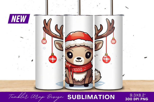 Cute Christmas Reindeer With Ornaments Illustration Sublimation Regulrcrative 