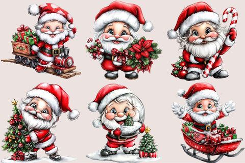 Cute Christmas Santa Claus Clipart Sublimation SVGArt 