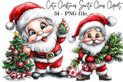 Cute Christmas Santa Claus Clipart Sublimation SVGArt 