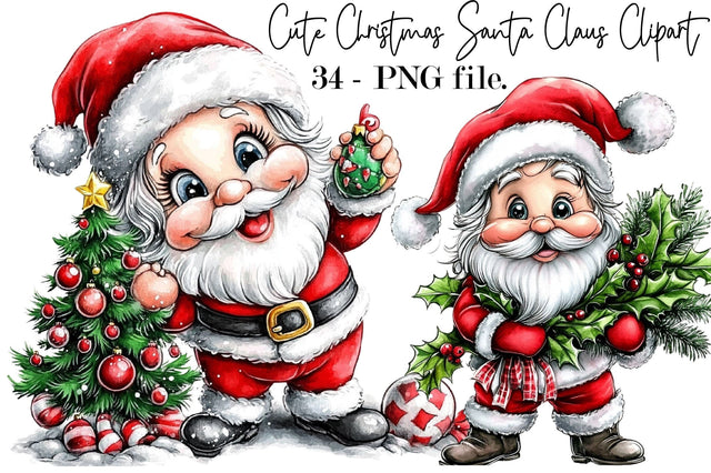 Cute Christmas Santa Claus Clipart Sublimation SVGArt 