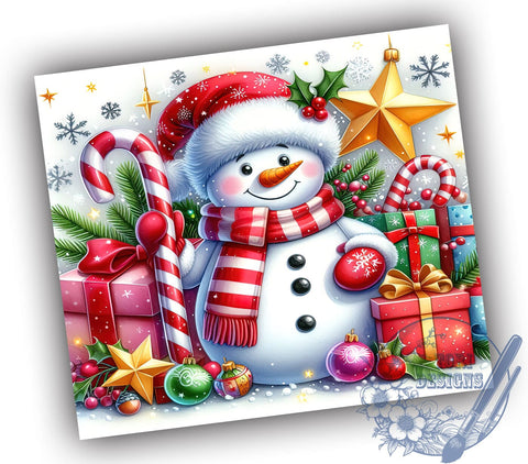 Cute Christmas Snowman 20oz Skinny Tumbler PNG, Snowman Tumbler Sublimation Wrap, Straight & Tapered Tumbler Wrap, Instant Digital Download Sublimation ToriDesigns 