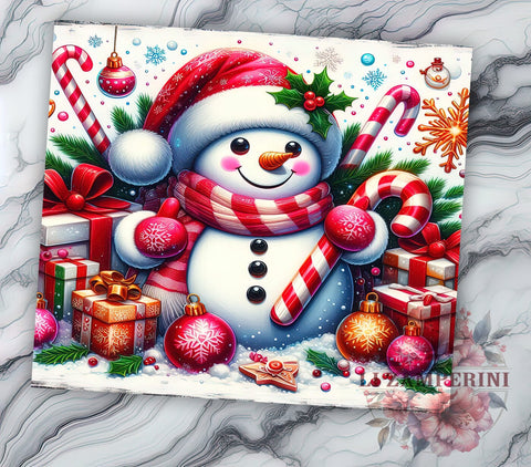 Cute Christmas Snowman 20oz Tumbler Wrap PNG, Snowman Tumbler PNG Sublimation Design, Straight & Tapered Tumbler Wrap, Instant Digital Download Sublimation Li Zamperini 