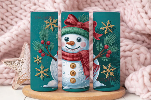 Cute Christmas Snowman 20oz Tumbler Wrap Sublimation DesignSVG 