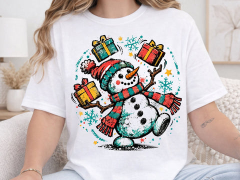 Cute Christmas Snowman Grunge PNG Design SVG DesignDestine 