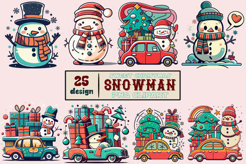 Cute Christmas Snowman PNG Clipart Sublimation designartist 