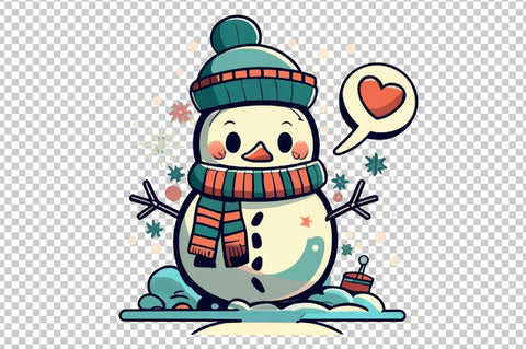 Cute Christmas Snowman PNG Clipart Sublimation designartist 