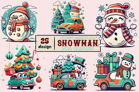 Cute Christmas Snowman PNG Clipart Sublimation designartist 