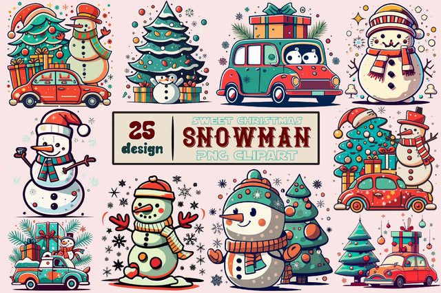 Cute Christmas Snowman PNG Clipart Sublimation designartist 