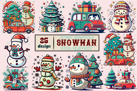 Cute Christmas Snowman PNG Clipart Sublimation designartist 