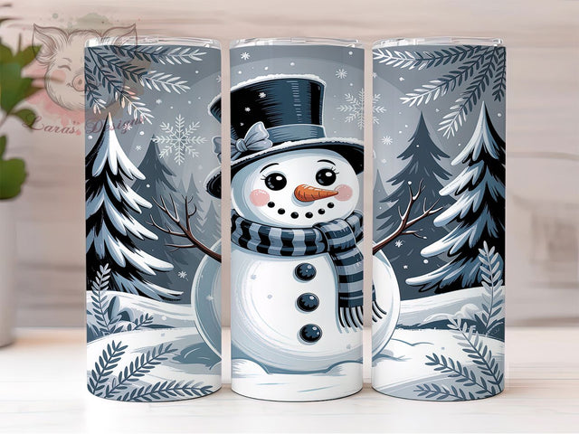 Cute Christmas Snowman Winter Tumbler, Cute Winter Wrap, Holiday Snowman Sublimation, Festive Snowman Cup, 20Oz Skinny Tumbler Wrap, Adorable Christmas Mug, Winter Wonderland Design Sublimation Lara' s Designs 