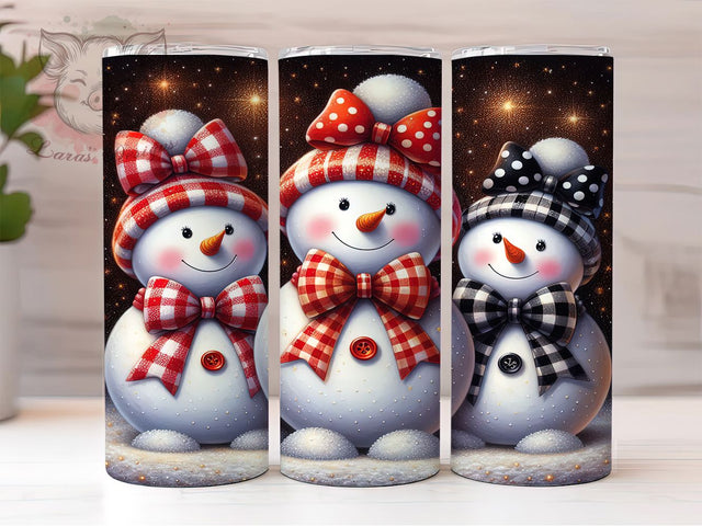 Cute Christmas Snowmen Tumbler, Coquette Red Bow Wrap, Christmas Snowmen Sublimation, 20oz Holiday Tumbler, Festive Bow Art, Seasonal Snowman Mug, Whimsical Christmas Cup Sublimation Lara' s Designs 