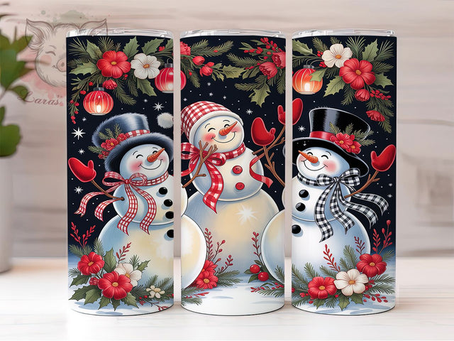 Cute Christmas Snowmen Tumbler, Coquette Red Bow Wrap, Christmas Snowmen Sublimation, 20oz Holiday Tumbler, Festive Bow Art, Seasonal Snowman Mug, Whimsical Christmas Cup Sublimation Lara' s Designs 