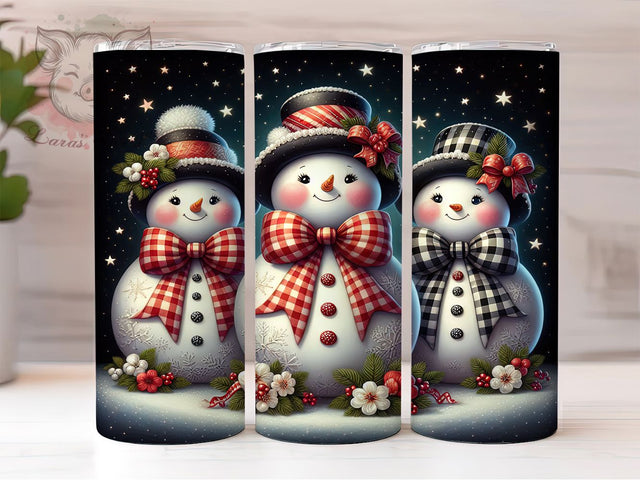 Cute Christmas Snowmen Tumbler, Coquette Red Bow Wrap, Christmas Snowmen Sublimation, 20oz Holiday Tumbler, Festive Bow Art, Seasonal Snowman Mug, Whimsical Christmas Cup Sublimation Lara' s Designs 