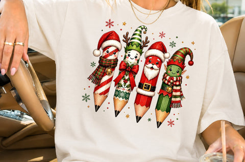 Cute Christmas Teacher Pencils PNG Sublimation nirmal108roy 