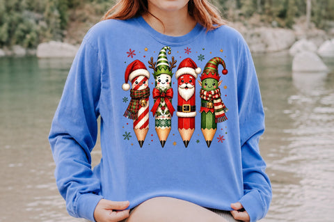 Cute Christmas Teacher Pencils PNG Sublimation nirmal108roy 