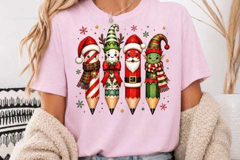 Cute Christmas Teacher Pencils PNG Sublimation nirmal108roy 