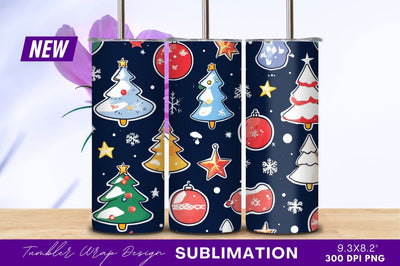 Cute Christmas Tree And Ornament Pattern Background Sublimation Regulrcrative 
