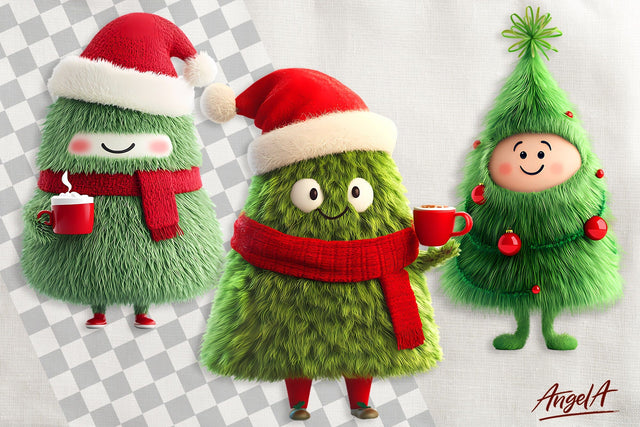 Cute Christmas tree clipart, funny Christmas clipart PNG Sublimation Angelina Semenova 