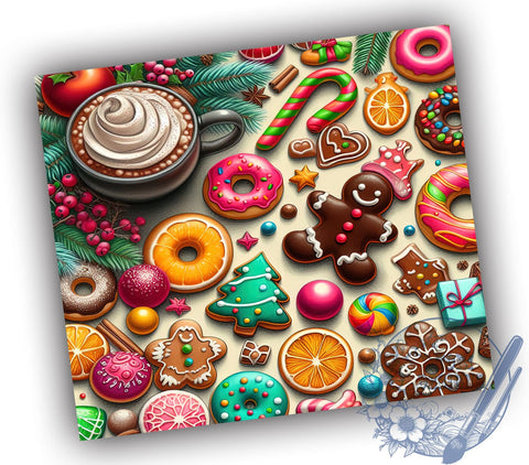 Cute Christmas Tumbler, Gingerbread Man Wrap, 20oz Tumbler Design, Sublimation PNG, Holiday Drinkware, Digital Download, Xmas Tumbler Decor Sublimation ToriDesigns 