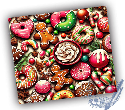 Cute Christmas Tumbler, Gingerbread Man Wrap, 20oz Tumbler Design, Sublimation PNG, Holiday Drinkware, Digital Download, Xmas Tumbler Decor Sublimation ToriDesigns 