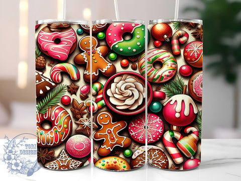 Cute Christmas Tumbler, Gingerbread Man Wrap, 20oz Tumbler Design, Sublimation PNG, Holiday Drinkware, Digital Download, Xmas Tumbler Decor Sublimation ToriDesigns 