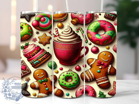 Cute Christmas Tumbler, Gingerbread Man Wrap, 20oz Tumbler Design, Sublimation PNG, Holiday Drinkware, Digital Download, Xmas Tumbler Decor Sublimation ToriDesigns 
