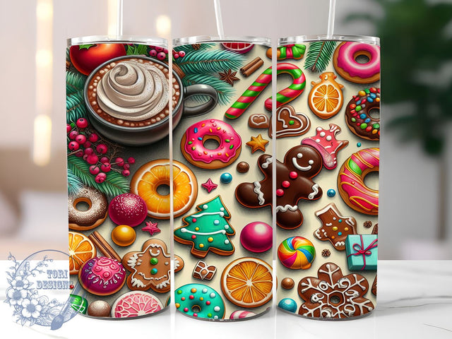 Cute Christmas Tumbler, Gingerbread Man Wrap, 20oz Tumbler Design, Sublimation PNG, Holiday Drinkware, Digital Download, Xmas Tumbler Decor Sublimation ToriDesigns 