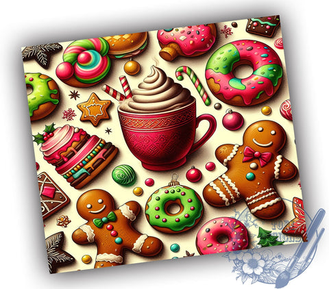 Cute Christmas Tumbler, Gingerbread Man Wrap, 20oz Tumbler Design, Sublimation PNG, Holiday Drinkware, Digital Download, Xmas Tumbler Decor Sublimation ToriDesigns 