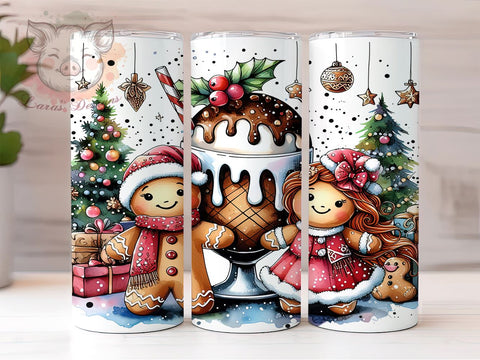Cute Christmas Tumbler Wrap Gingerbread Tumbler Wrap PNG Sublimation Design 20 oz Skinny Gingerbread PNG Tumbler Wrap Digital Download Sublimation Lara' s Designs 