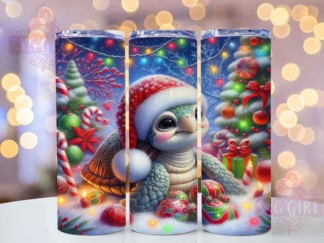 Cute Christmas Turtle Tumbler, Cute Holiday Sublimation Design, Festive Turtle Art, 20oz Christmas Tumbler, Whimsical Holiday Mug, Adorable Turtle Cup, Winter Holiday Wrap Sublimation SvggirlplusArt 