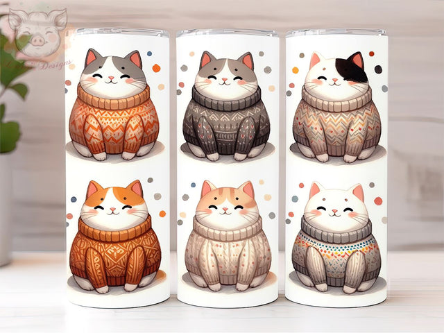 Cute Chubby Cats 20oz Tumbler Png, Straight & Tapered Tumbler Png, Cat Lover Tumbler Png, Digital Download PNG Sublimation Lara' s Designs 