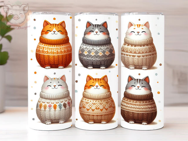 Cute Chubby Cats 20oz Tumbler Png, Straight & Tapered Tumbler Png, Cat Lover Tumbler Png, Digital Download PNG Sublimation Lara' s Designs 