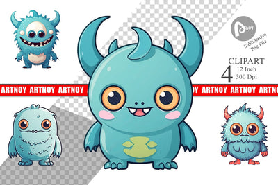 Cute Classic Monster Clipart Sublimation artnoy 