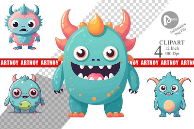 Cute Classic Monster Clipart Sublimation artnoy 