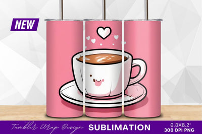 Cute coffee cup with hearts illustration Sublimation Regulrcrative 