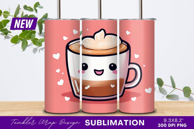 Cute coffee cup with hearts tumbler png Sublimation Regulrcrative 