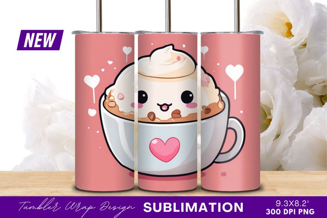 Cute coffee cup with hearts tumbler png Sublimation Regulrcrative 