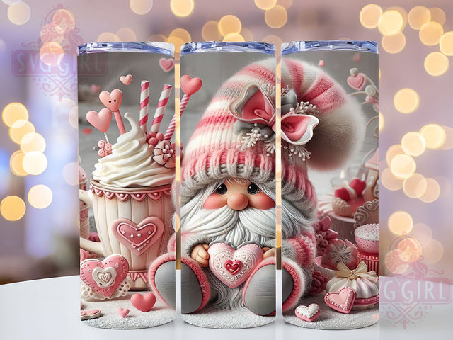 Cute Coffee Gnome Valentine Tumbler, Cute Coffee Gnome Wrap, Romantic Gnome Cup, 20oz Sublimation Wrap, Stylish Valentine Design Tumbler, Artistic Coffee Gnome Cup, Whimsical Love Theme Wrap Sublimation SvggirlplusArt 