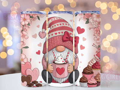 Cute Coffee Gnome Valentine Tumbler, Cute Coffee Gnome Wrap, Romantic Gnome Cup, 20oz Sublimation Wrap, Stylish Valentine Design Tumbler, Artistic Coffee Gnome Cup, Whimsical Love Theme Wrap Sublimation SvggirlplusArt 