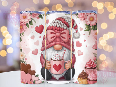 Cute Coffee Gnome Valentine Tumbler, Cute Coffee Gnome Wrap, Romantic Gnome Cup, 20oz Sublimation Wrap, Stylish Valentine Design Tumbler, Artistic Coffee Gnome Cup, Whimsical Love Theme Wrap Sublimation SvggirlplusArt 
