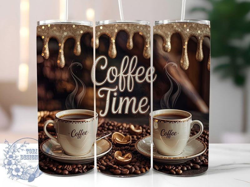 Cute Coffee Lover Tumbler, Coffee Time Wrap, 20oz Coffee Cup, Caffeine Addict Gift, Coffee Sublimation Design, Morning Coffee Tumbler, Cute Coffee Wrap Sublimation ToriDesigns 