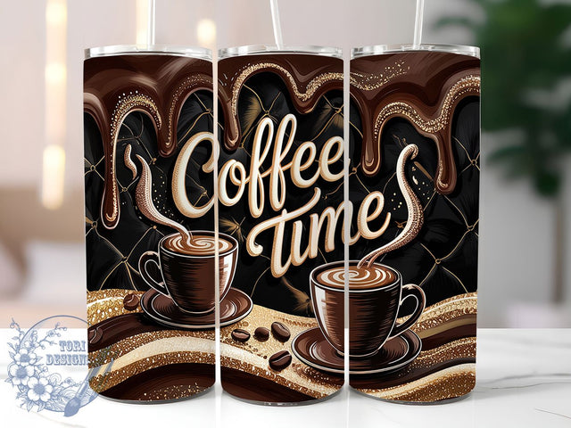 Cute Coffee Lover Tumbler, Coffee Time Wrap, 20oz Coffee Cup, Caffeine Addict Gift, Coffee Sublimation Design, Morning Coffee Tumbler, Cute Coffee Wrap Sublimation ToriDesigns 