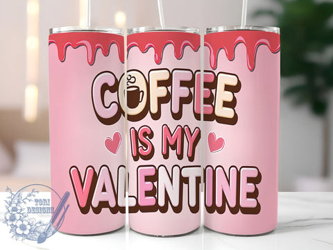 Cute Coffee Valentine Pink and Red Tumbler, Pink and Red Wrap, 20oz Sublimation Tumbler, Coffee Lover Gift, Valentine's Day Drinkware, Cute Coffee Mug, Love and Coffee Decor Sublimation ToriDesigns 