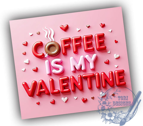 Cute Coffee Valentine Pink and Red Tumbler, Pink and Red Wrap, 20oz Sublimation Tumbler, Coffee Lover Gift, Valentine's Day Drinkware, Cute Coffee Mug, Love and Coffee Decor Sublimation ToriDesigns 