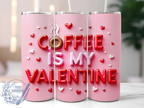 Cute Coffee Valentine Pink and Red Tumbler, Pink and Red Wrap, 20oz Sublimation Tumbler, Coffee Lover Gift, Valentine's Day Drinkware, Cute Coffee Mug, Love and Coffee Decor Sublimation ToriDesigns 
