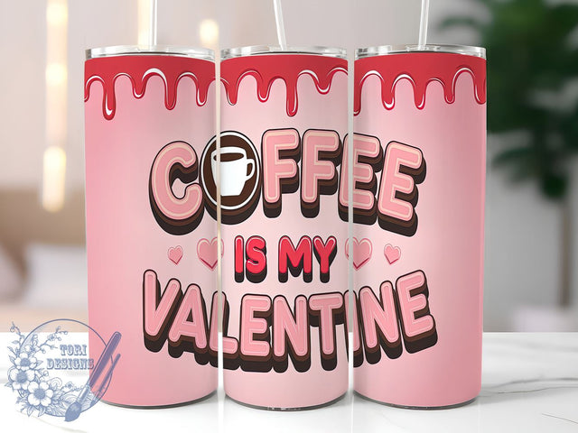 Cute Coffee Valentine Pink and Red Tumbler, Pink and Red Wrap, 20oz Sublimation Tumbler, Coffee Lover Gift, Valentine's Day Drinkware, Cute Coffee Mug, Love and Coffee Decor Sublimation ToriDesigns 