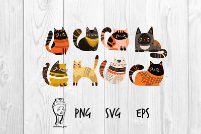 Cute Colorful Cat PNG EPS SVG SVG dadan_pm 
